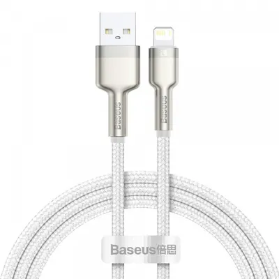 Cablu Date si Incarcare USB-A - Lightning Baseus Cafule Metal Series, 18W, 1m, Alb CALJK-A02