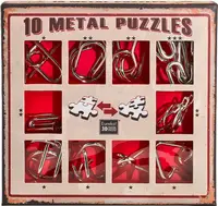 Set puzzle-uri de logica metalice Eureka - 10 Metal Puzzles Set, roşu