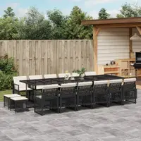 Gossi set mobilier de gradina cu perne, 17 piese, negru, poliratan