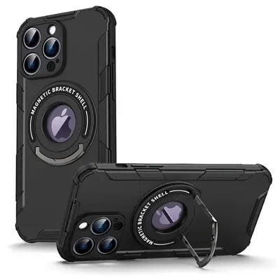 Husa Ultra-solida, Ring Armor, Compatibila cu iPhone 15 Pro, Magsafe, Inel Suport, Negru Engros