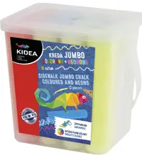 Cretă colorată Kidea Jumbo - 12 bucăți, într-o găleată