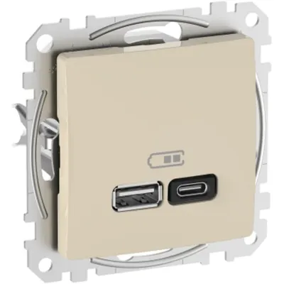 Sedna Design, Priza USB A+C, 45W, bej
