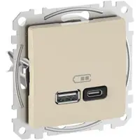 Sedna Design, Priza USB A+C, 45W, bej
