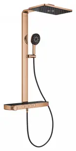 Sistem de dus Grohe SPA Aqua Pure 100961DA00, aparent, termostat, 400 mm, 3 functii, lucios, Cupru