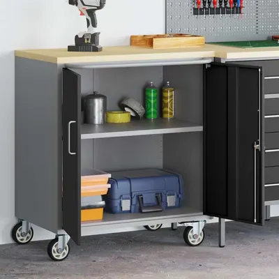 vidaXL Carucior de lucru cu roți cu raft Negru și Gri 75 x 45 x 85 cm