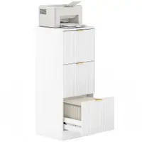 HOMCOM Dulap de Escritoriu cu 3 Sertare Fronturi Canelate Mueble Archivador pentru Dimensiune A4 sau Scrisoare 40x40x101 cm Alb | Aosom Romania