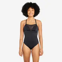 Costum de baie surf 1 întreg spate încrucișat reglabil Elise Negru Damă