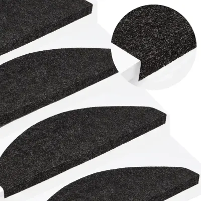 vidaXL Covorașe scări autoadezive, 15 buc., antracit, 65x22,5x3,5 cm
