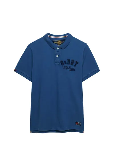 SUPERDRY - Tricou polo cu imprimeu pe piept - Albastru
