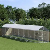 Gossi padoc exterior cu acoperis argintiu 2x14x2,5 m otel galvanizat