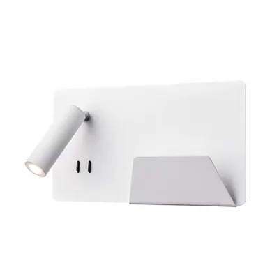 Corp iluminat de perete, aplica, lumini SOMNILA SPOT perete, alb cu LED-uri de interior montat pe suprafata de perete lumina 3000K alb versiune dreapta incl. conexiune USB