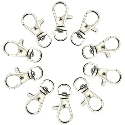 Carabină breloc cu clapetă si cap rotativ - argintiu (set 100 buc) - Default Title
