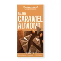 Ciocolata alba cu migdale si caramel sarat, bio, 60g, Benjamissimo