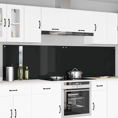 vidaXL Panou de bucătărie 2 buc. Negru 120 x 60 cm sticlă securizată