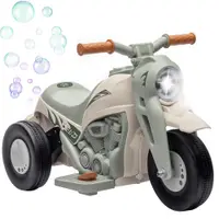 AIYAPLAY Moto electrică pentru copii 2-5 ani, 3 roți, 6 V, 3 km/h, cu funcție de bule, efecte luminoase și sonore, crem | Aosom Romania