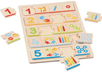 Puzzle educațional din lemn Goki - Învață numerele, 20 piese