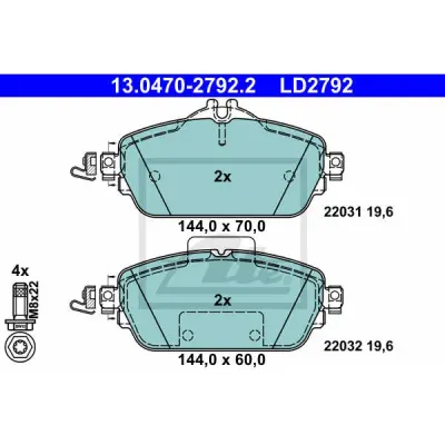 Set placute frana, frana disc ATE 13.0470-2792.2