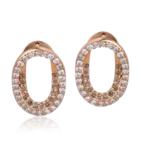 Cercei din aur roz cu diamante maro de 0.41ct si diamante transparente de 0.8ct