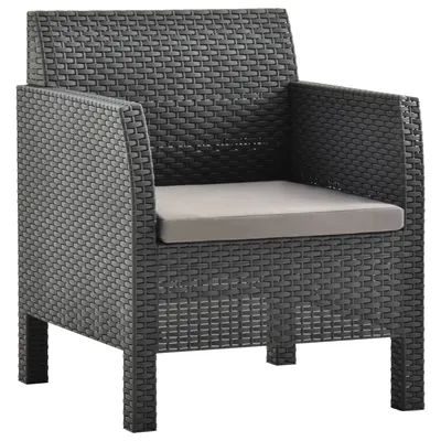 vidaXL Scaun de grădină cu pernă antracit 63x65x76 cm, ratan PP