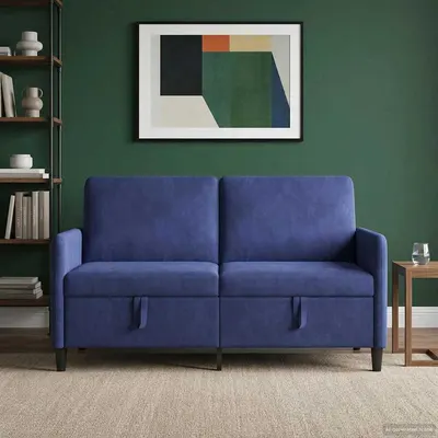 vidaXL Sofa cu Spațiu de Depozitare Albastru Poliție 152 x 78 x 87 cm