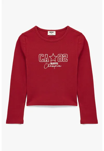 Bluza cu imprimeu text - Rosu vermillion