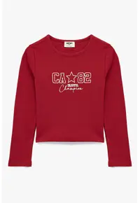 Bluza cu imprimeu text - Rosu vermillion