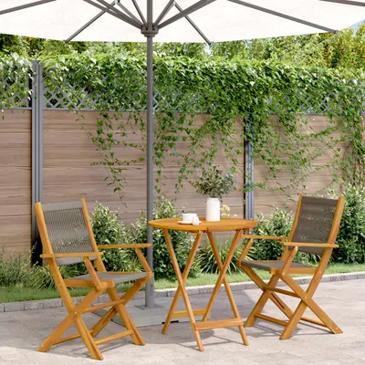 Gossi set mobilier bistro, 3 piese, gri, polipropilena si lemn masiv