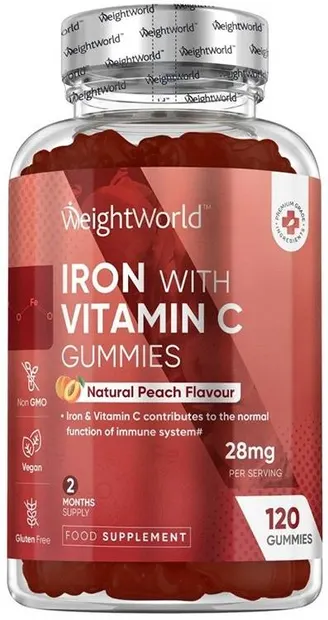 Iron with Vitamin C, 120 tablete de jeleu, Weight World