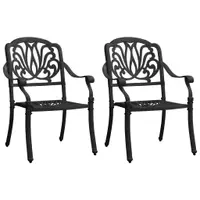 Gossi scaune de gradina, 2 buc., negru, aluminiu turnat