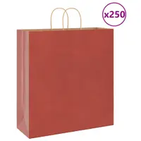 vidaXL Pungi de hârtie 250 buc cu mânere roșii 45x17x48 cm