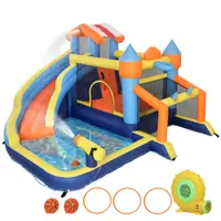 AIYAPLAY Castel Gonflabil Acvatic 8 în 1 cu Suflantă 550W Tobogan Trambulină Cățărare Piscină Poartă Coș Aruncare | Aosom Romania