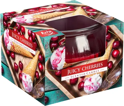 Lumânare parfumată Bispol Aura - Juicy Cherries, 80 g