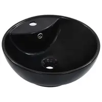 vidaXL Chiuvetă cu preaplin, negru, 46,5 x 18 cm, ceramică