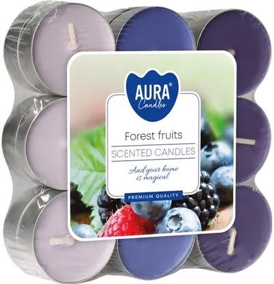 Lumânări parfumate de ceai Bispol Aura - Forest Fruits, 18 bucăți