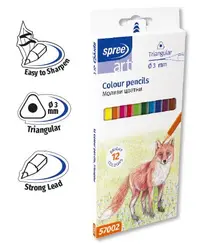 Creioane colorate SpreeArt - Triunghiulare, Ø 3 mm, 12 buc.