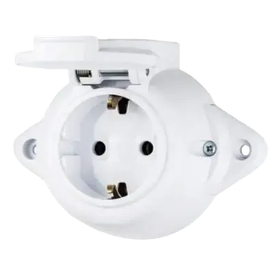 Aparataj clasic aparent SOCKET WITH COVER 16A 250V IP44 WHITE