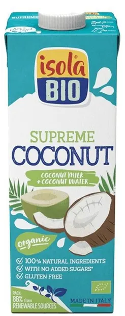 Apă de cocos bio cu pulpă de cocos, fără gluten, 1 l, Isola Bio