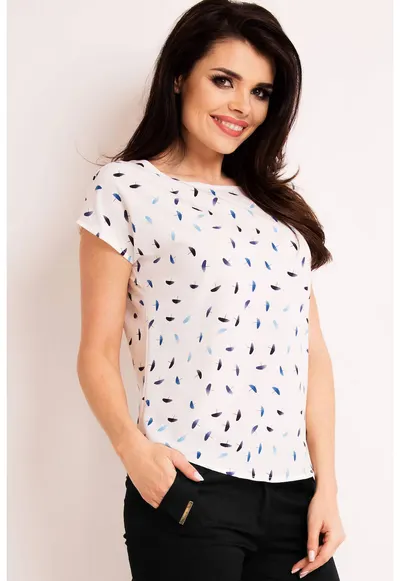 Bluza dama - Poliester - Alb/Albastru