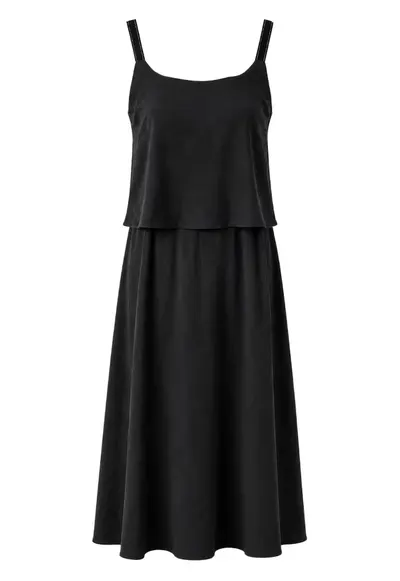 Rochie Maxi Femei - Fara Maneci - Negru - 90% Modal - 10% Poliester