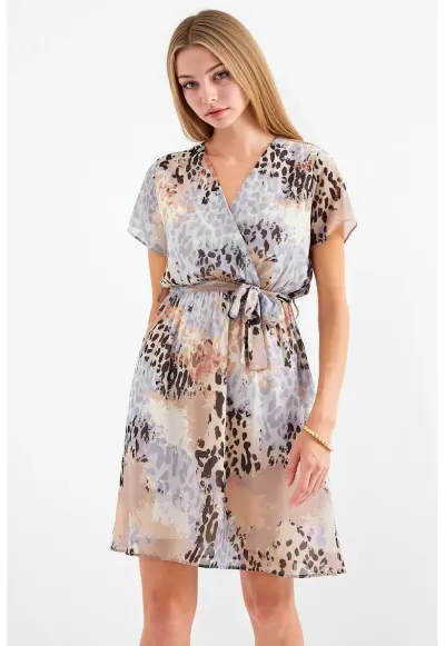 Rochie mini dama HiCCUP cu imprimeu floral - Gri