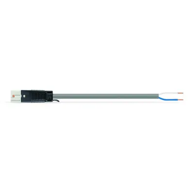 pre-assembled connecting cable; Plug/open-ended; 2-pole; Cod. F; 3 m; gray