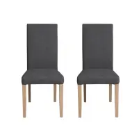 Set 2 scaune living TEO, picioare lemn natur, stofa gri inchis, 46x60x98 cm