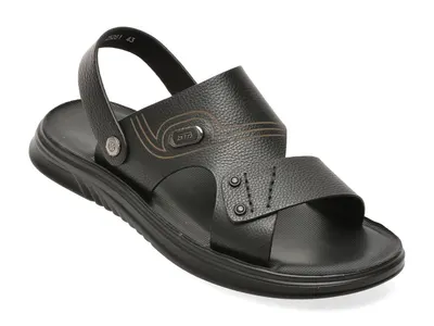 Sandale BITE THE BULLET negre, 25281, din piele naturala