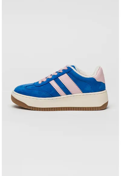 Pantofi sport cu garnituri contrastante Field - Roz pastel/Albastru royal