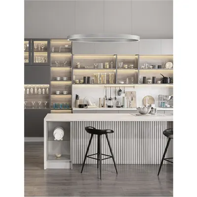 Lampa suspendata ELOWEN Brushed Silver Aluminum & Acrylic LED 106 Wat 230 Volt 4899Lm 3000K IP20 sus & jos Deschis