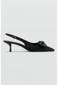 Pantofi slingback din material textil cu toc kitten - Negru