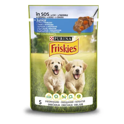 FRISKIES Junior cu Pui si Morcovi in Sos, 85 g