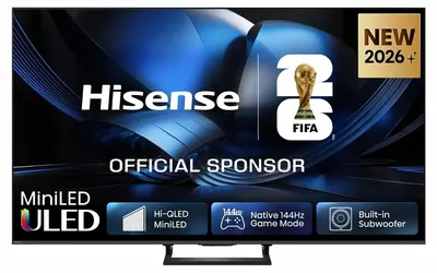 Televizor smart Hisense - 65U7SE, 65'', 4K, ULED MiniLED 144Hz, Quantum Dot, Devialet sound tuning 40W, HomeOS U10, Black