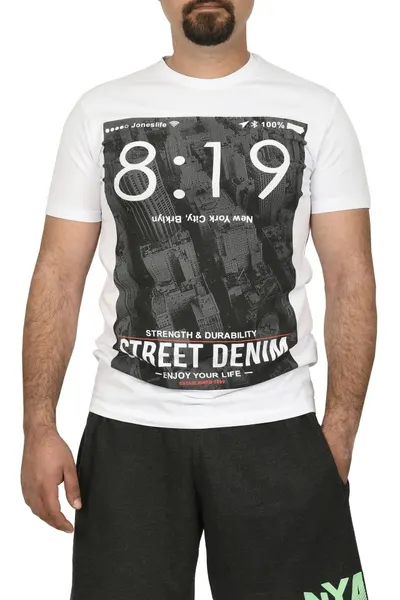 Tricou barbat cu imprimeu Street Denim, alb (Marime tricou: M)