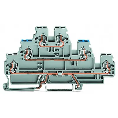 Triple-deck terminal block; Through/through terminal block; white conductor entry; for DIN-rail 35 x 15 and 35 x 7.5; 2.5 mm²; CAGE CLAMP®; 2,50 mm²; gray